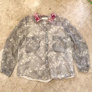 Johnny Was Eyelet and Embroidered Blouse